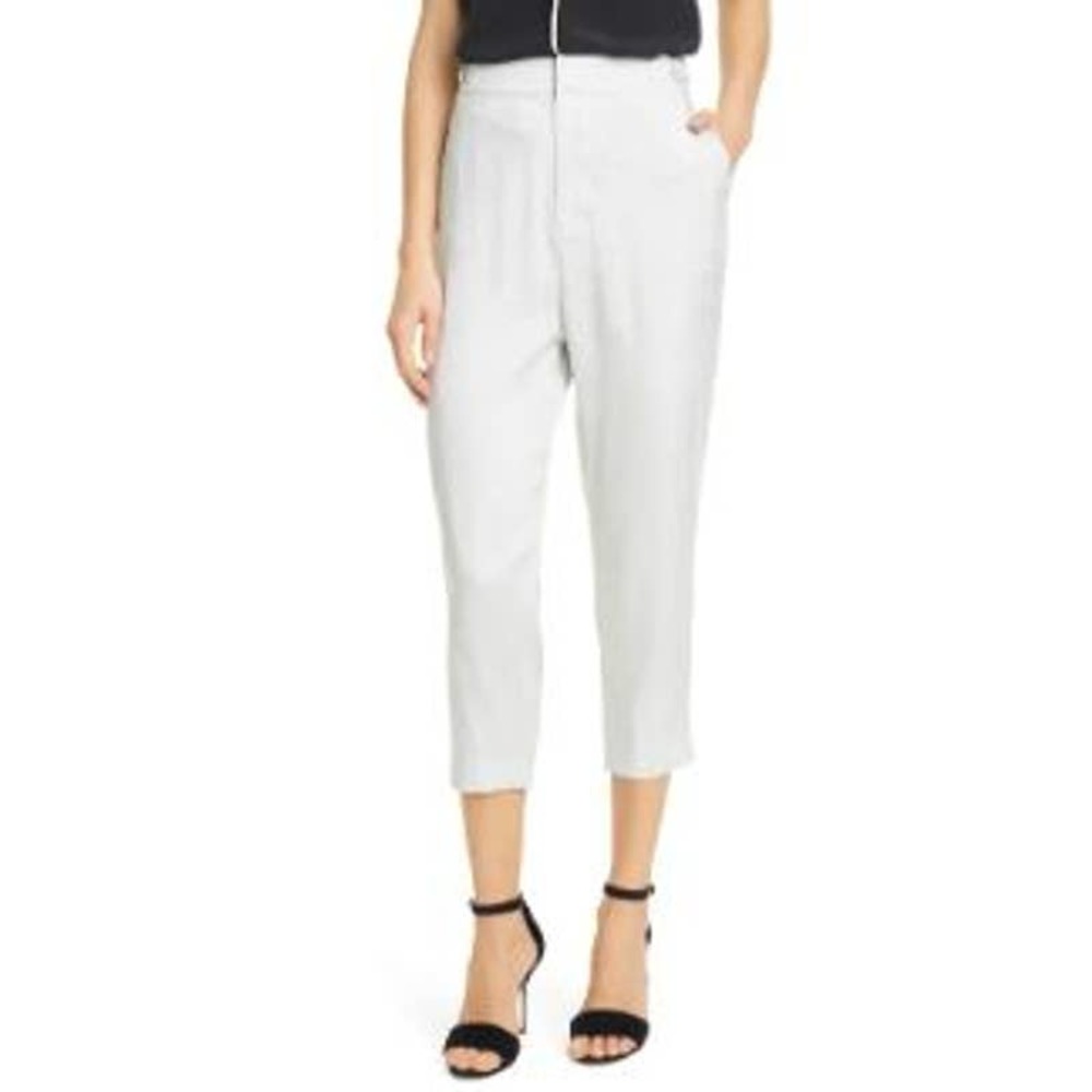 NWT EQUIPMENT Charlyne Tonal Snakeskin Print Trousers In Sky Gray Size 0